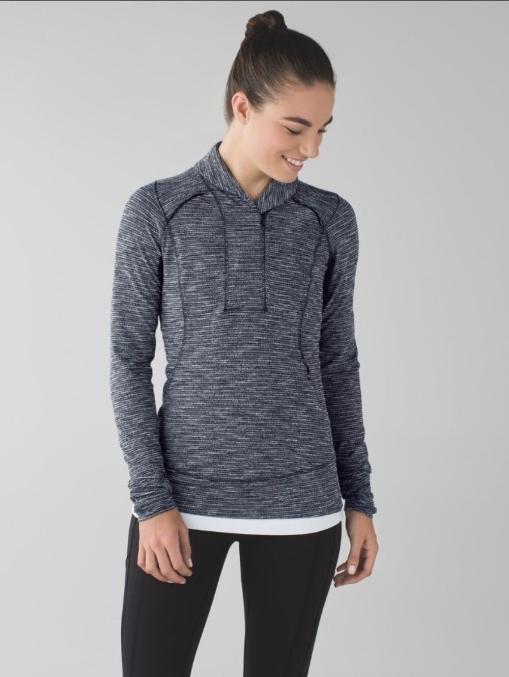 Lululemon Think Fast Pullover Coco Pique Black / Black Size 8